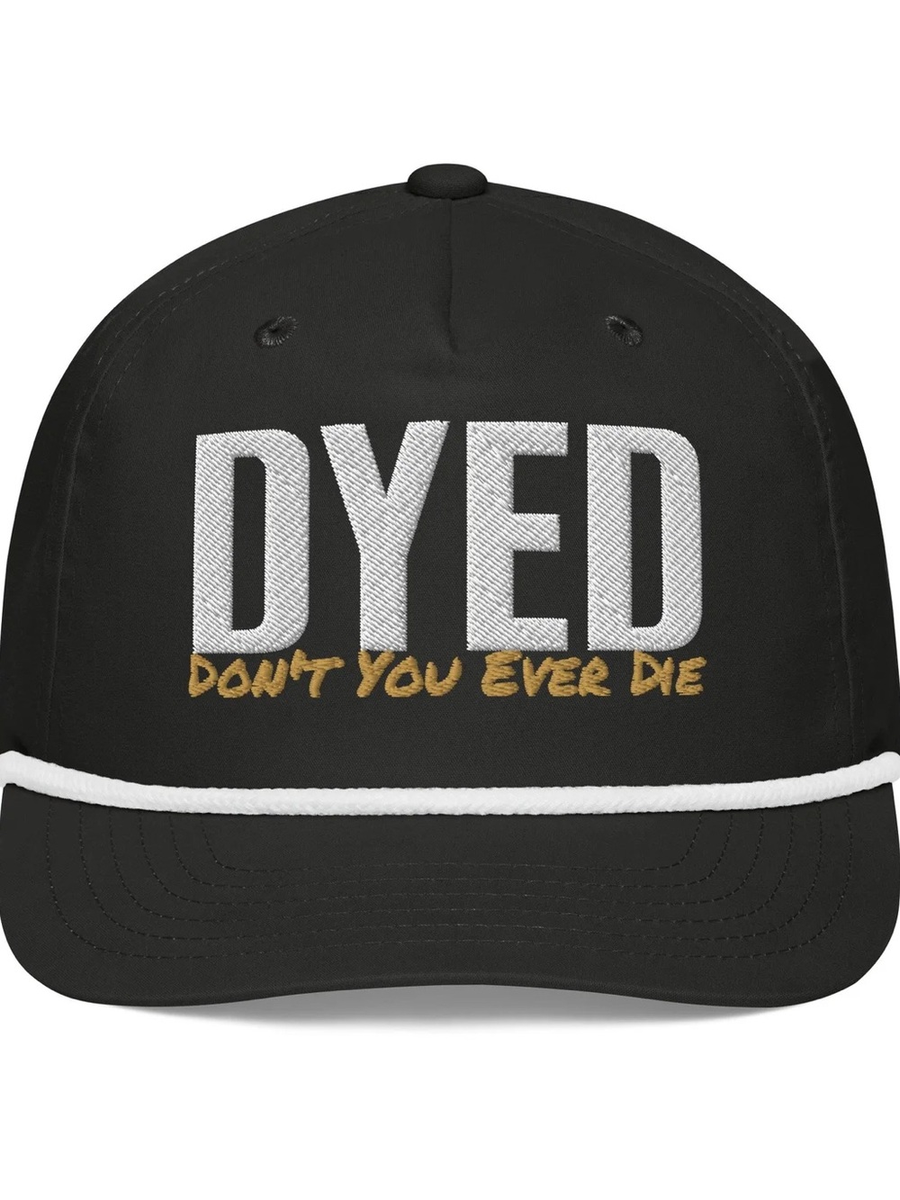 DYED Hipster Black Embroidered Rope Cap - Branded